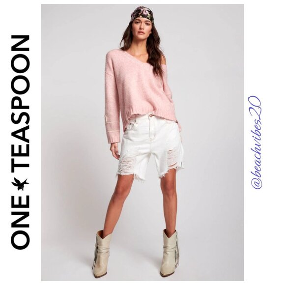 ONE TEASPOON Stevies Long Boyfriend Short White Beauty 25 NWT O-291 *FLAW* - Picture 1 of 11